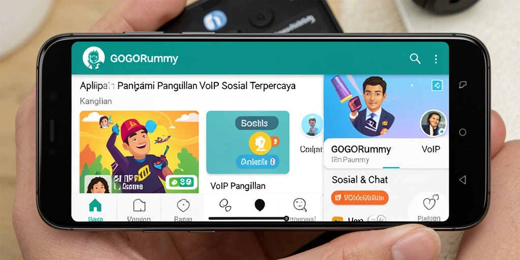 Tampilan antarmuka GOGORUMMY untuk panggilan VoIP yang mudah digunakan.