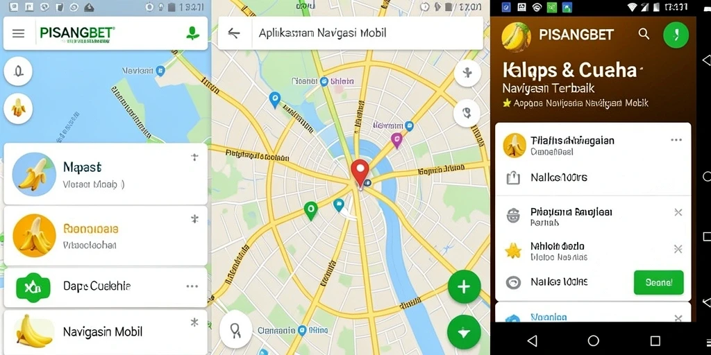 Antarmuka PISANGBET yang menampilkan navigasi mobil secara jelas.
