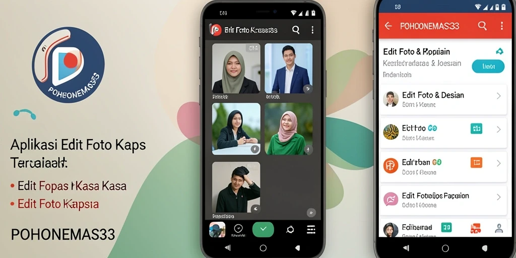 Tampilan antarmuka POHONEMAS33 untuk edit foto kertas kaca yang menarik.
