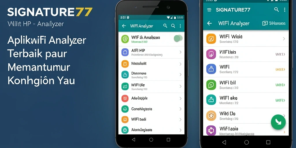 Tampilan antarmuka SIGNATURE77 yang jelas dan informatif sebagai WiFi Analyzer.