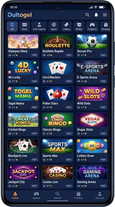 Tampilan katalog aplikasi dultogel